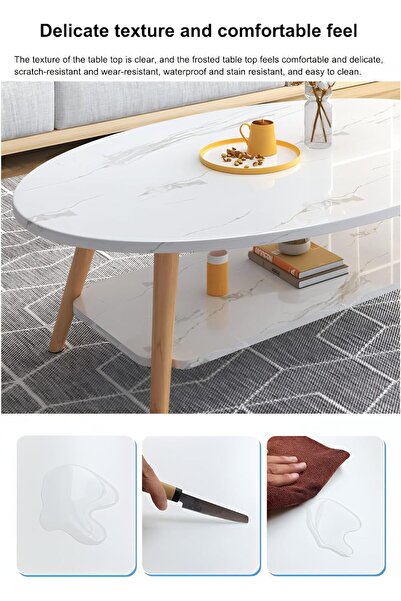 Taimi Oval Coffee Table with Double Layers Function,Stylish and Practical Design – Size 100x50x42cm