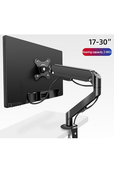 HILLPORT Single Monitor Arm Stand, Air Gas Spring Monitor Mount, Full Motion Swivel Monitor