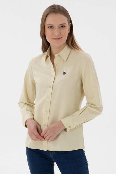 U.S. Polo Assn. Women's Light Khaki Long Sleeve Basic Shirt 50307726 -Vr183