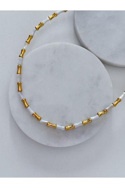 CHARMLUCKY White Minel Pipe Necklace