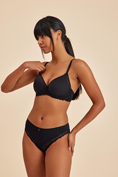 Amarelle Victoria Siyah Toparlayıcı Balenli Dolgusuz Balkonet Sütyen