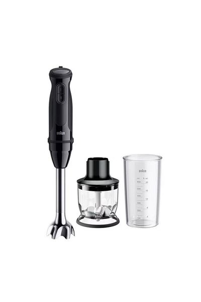 Braun Blender de mana Braun MultiQuick 3 MQ30201M, 900 W, 2 viteze, Pahar 0.6 l, Tocator 0.35 l (Negru)