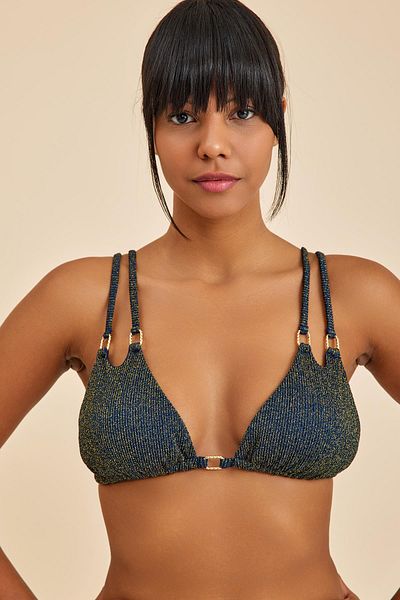 Amarelle Top de bikini triunghi fără umplutură bleumarin Maldivi