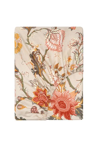 IKEA NÄSSELKLOCKA Fitted sheet, light grey-beige, 180 x 200 cm