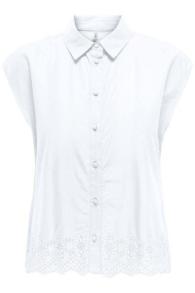 ONLY Onllou Life Emb S/S Shirt Ptm White