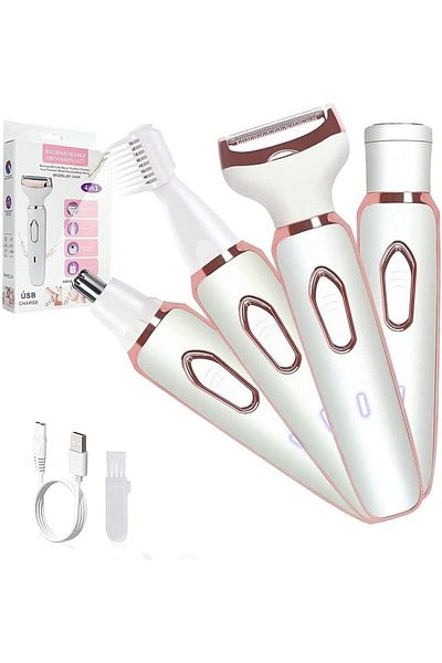 COOYA Electric Lady Shaver, Painless& Portable Wet & Dry 4-in-1 Epilator for Face, Legs and Underarm