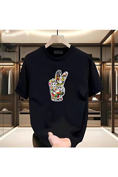 Arwen Fashion Colorful Hand Printed Black Tshirt