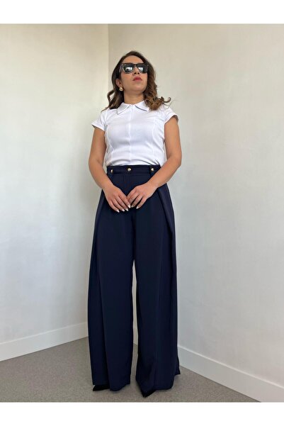 Gizybutik Gold Düğmeli Kumaş Pantolon