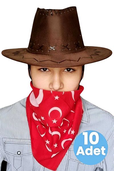Mood Agenda Детска унисекс каубойска шапка с бандана от набук (8-14 години)