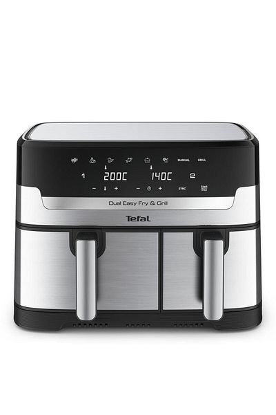 TEFAL Friteuza dubla Tefal EY905D10, 2700 W, 8.3 l, 8 programe, LCD Touchscreen (Negru/Argintiu)