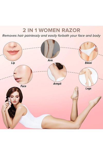 COOYA Electric for Women, Painless 2 In 1 Ladies Shaver, Portable Waterproof ,Wet and Dry Cordless
