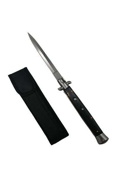 Depox Set de 2 cuțite de vânătoare automate IdeallStore®, Lamă Italiană, Stiletto, oțel inoxidabil, negru