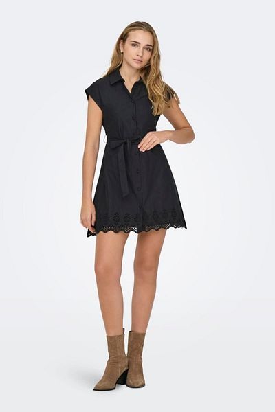 ONLY Onllou Life Emb S/S Shirt Dress Ptm Black
