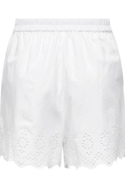 ONLY Onllou Life Emb Loose Shorts Wvn White