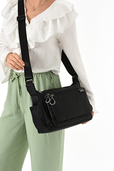 Sanmorris Women's 3 Compartment Parachute Fabric Adjustable Crossbody Bag