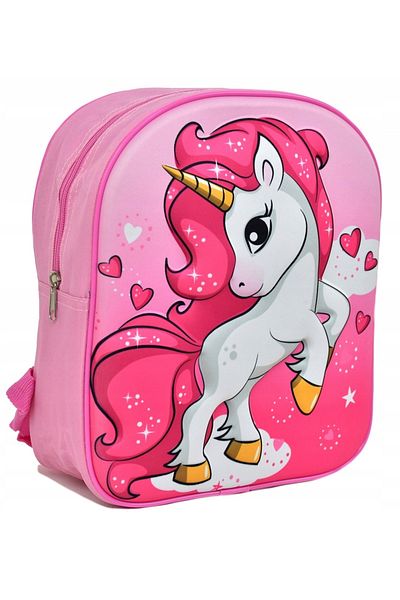 UNICORN Ghiozdan copii, 30x26x10 cm, 3D, multicolor, bretele intarite si ajustabile, Unicorn