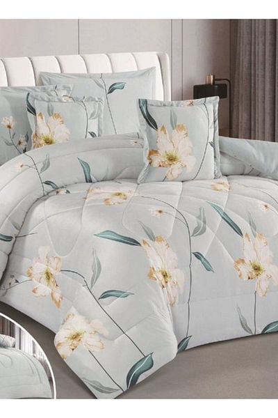 smart home Winter Double Duvet Set 6 Pieces Double Sided System, Velvet Bedspread with Microfiber Filling