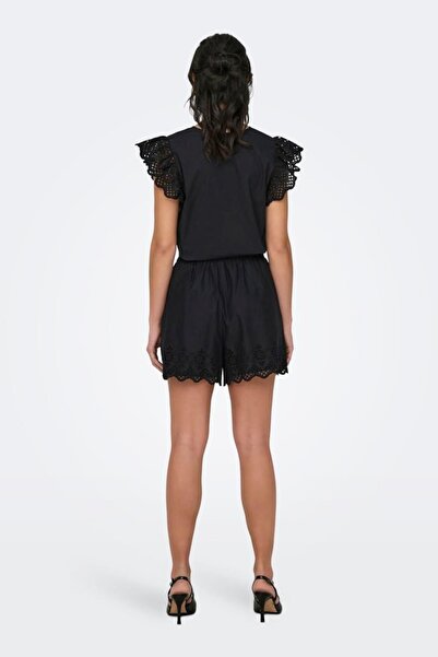 ONLY Onllou Lıfe Emb Loose Shorts Wvn Black