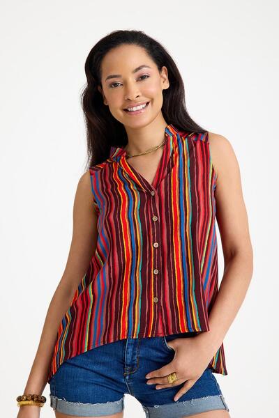 Los banditos Shirt Collar Asymmetrical Cut Summer Blouse