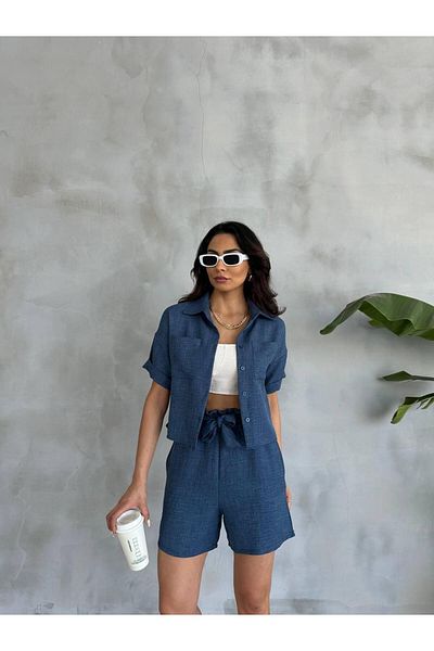 Famel Butik Shorts Shirt Linen Set