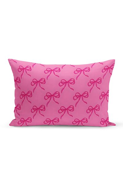 Bertille Home Κάλυμμα μαξιλαριού με ριχτάρι σειράς Cherry Bow διπλής όψης με ψηφιακή εκτύπωση (Cherry with Bow)