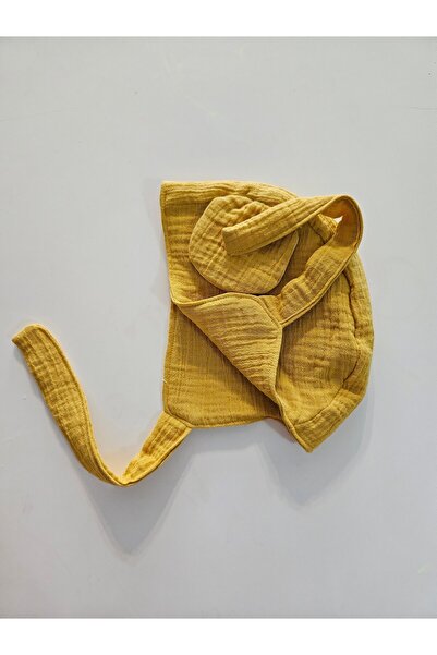 Atölye Hamarat Çift katlı Muslin Kumaş Bonet Ayıcık Kulaklı şapka