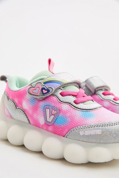 Vicco Balloon Lighted Girls Preschool Silver Sports Shoes