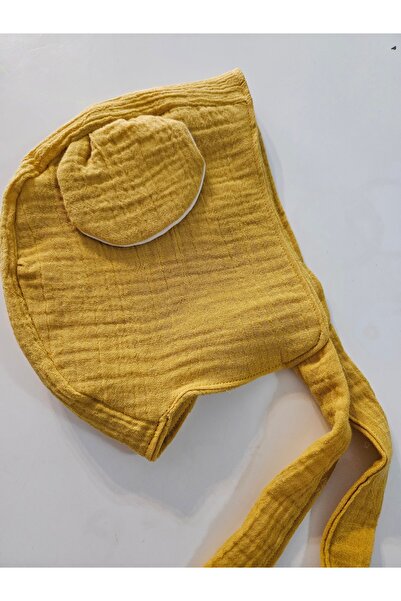 Atölye Hamarat Çift katlı Muslin Kumaş Bonet Ayıcık Kulaklı şapka