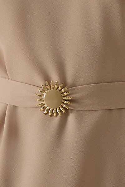 Setre Biscuit Brooch and Halter Detail Relaxed Cut Wide Fit Dress