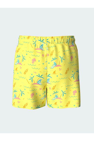 LC Waikiki Lcw Eco Yellow Elastic Waist Printed Boys' Swim Shorts