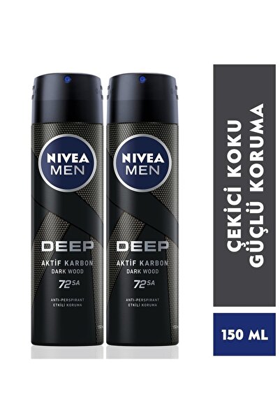NIVEA Men Deep Dimension Sprey Deodorant Erkek 150 Ml(2'li Avantaj Paket)