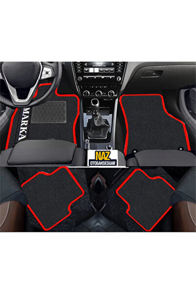 NAZ OTO FİAT TEMPRA 1988 - 2000 Siyah Halı Kırmızı Kenar Petek Topuk