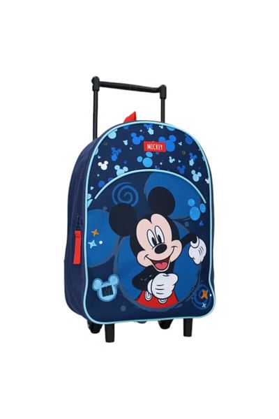 Mickey Mouse Troler copii, Mickey Mouse, 2 fermoare, 33x25x11 cm, Albastru