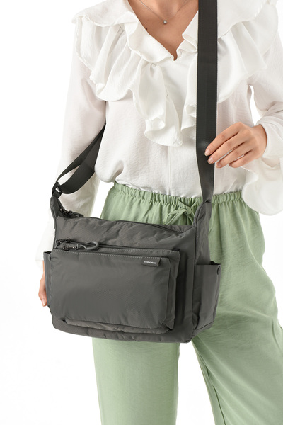 Sanmorris Women's 3 Compartment Parachute Fabric Adjustable Crossbody Bag