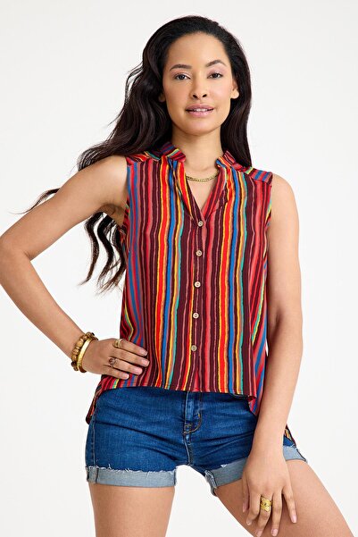Los banditos Shirt Collar Asymmetrical Cut Summer Blouse