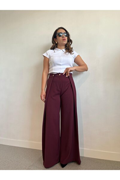 Gizybutik Gold Düğmeli Kumaş Pantolon