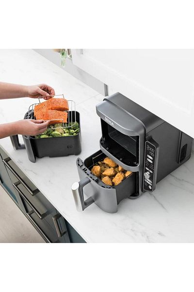 NINJA Friteuza cu aer cald Ninja SL400EU Double Stack XL, 9.5 l, 2470 W, 6 programe (Gri)