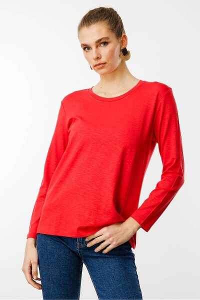 Desen Triko Жіноча блуза з коміром-фламі з тканини Basic Pendik