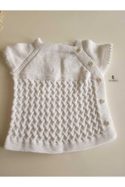 örgü Marsela Hand Knitted Side-Buttoned Baby Vest