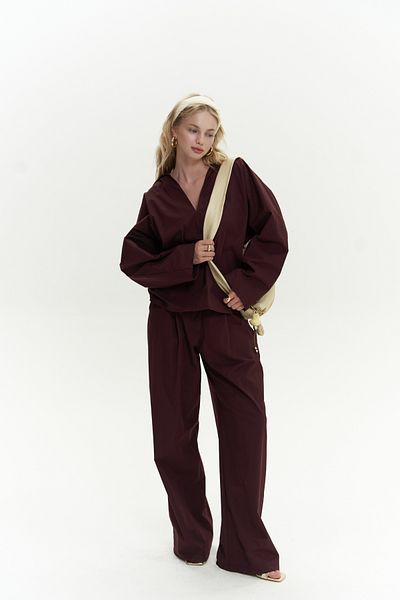 Mai Blenham Claret Red Shirt Pants Set