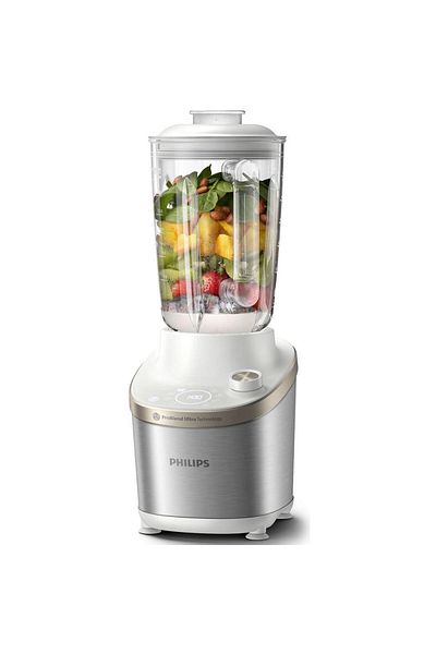 Philips Philips HR3760/01 blender, 1500 W, 2 l glass jar, white metal body, 4 enameled blades
