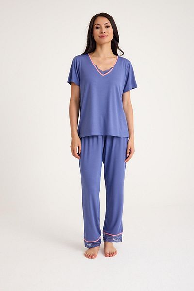Amarelle Dream Gray Blue Viscose Fabric Pajama Set