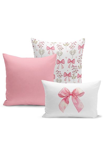 Bertille Home Σετ κάλυμμα μαξιλαριού ριχτάρι σειράς Cherry διπλής όψης ψηφιακής εκτύπωσης 3 τεμαχίων