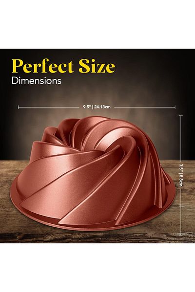 COOYA Non-stick Bunt-Cake Pan, Classic Swirl Shape, Heavy Cast Aluminum Bunt Pan Mold with 4-Layer Coating