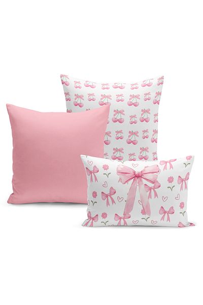 Bertille Home Σετ κάλυμμα μαξιλαριού ριχτάρι σειράς Cherry διπλής όψης ψηφιακής εκτύπωσης 3 τεμαχίων