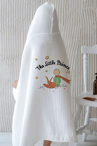 Tuğba Kuğu 4 Layers Muslin Hooded Towel - Pure Baby Series - Fox And Little Prince