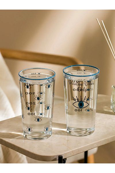 LC Waikiki Lcw Home Blue Eye Printed Water Glass 2 Pack 570 ml