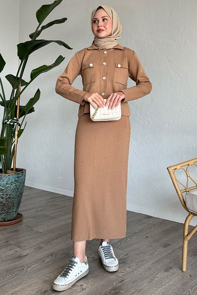 InStyle Σετ Camel με φούστα και μπουφάν