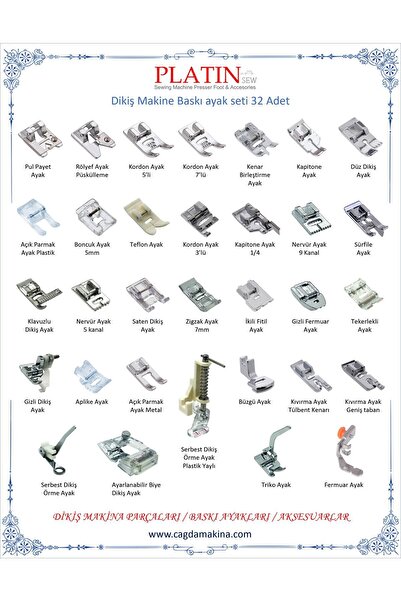 dm dikişmarket 32 Parça Dikiş Makine Ayak Seti (KARTON KUTULU)