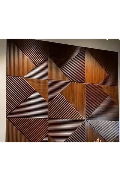 Renkli Duvarlar Kahverengi 50x50cm 1Adet 3D ABS Çizgili Desenli PVC Dayanıklı Duvar Paneli Silinebilir Boyanabilir